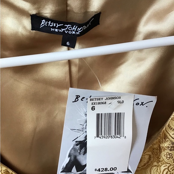 Betsy Johnson Rare Runway Never worn Gold Lame Size 6 - Picture 4 of 4